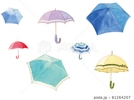 水彩 パラソルイラストのイラスト素材