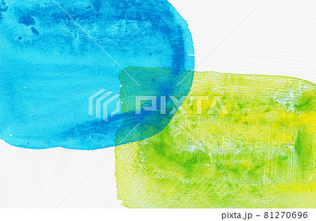 水彩の青い丸と黄緑色の四角 Blue circle and yellow-green square  水彩の青い丸と黄緑色の四角 Blue circle and yellow-green square  81270696