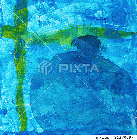 まだらな青に黄緑の十字の背景 Blue textured surface with lines まだらな青に黄緑の十字の背景 Blue textured surface with lines 81270697
