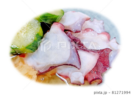 家庭的で素朴な自宅調理の「明石ダコのタコ酢」水彩画風 絵手紙 家庭的で素朴な自宅調理の「明石ダコのタコ酢」水彩画風 絵手紙 81271994