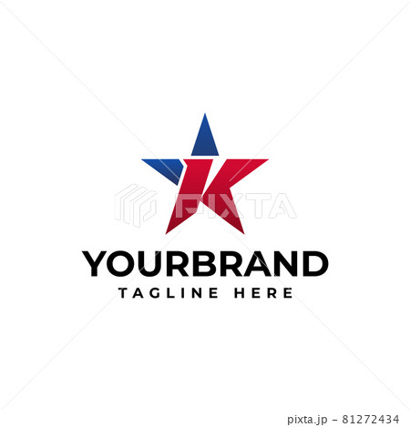 Vector alphabet symbol with star element, accompanied by letter K. star logo design concept template Vector alphabet symbol with star element, accompanied by letter K. star logo design concept template 81272434