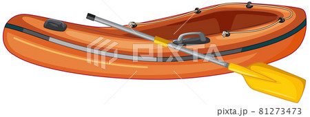 Inflatable boat with oars on white background 81273473