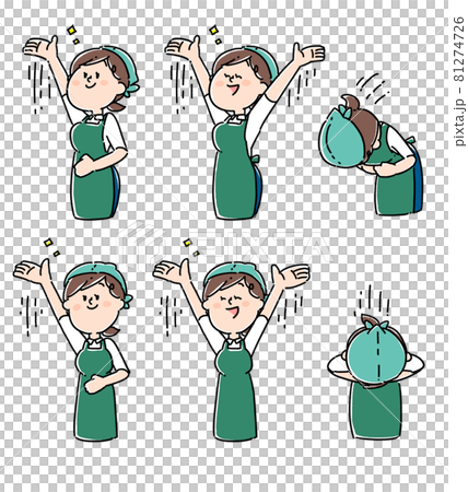 店員さん(女性)「ご案内/おじぎ」元気ver. 店員さん(女性)「ご案内/おじぎ」元気ver. 81274726