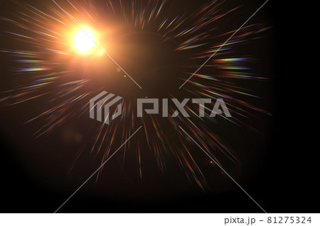 Abstract blurred colorful lens flare bokeh on black 81275324