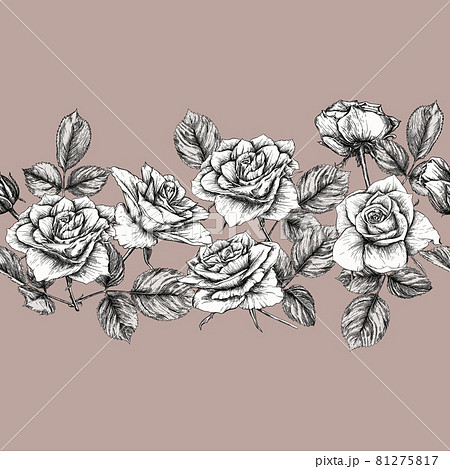 Seamless pattern with roses flowers. 81275817