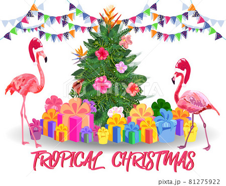 Christmas tree made of tropical monstera leaves, avocado, gifts under the tree and fireworks. New Year celebration concept, banner, postcard Christmas tree made of tropical monstera leaves, avocado, gifts under the tree and fireworks. New Year celebration concept, banner, postcard 81275922