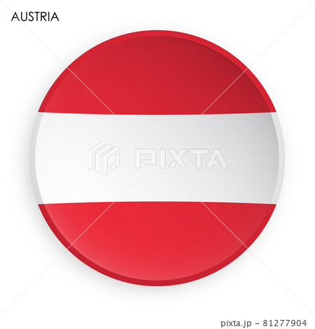 AUSTRIA flag icon in modern neomorphism style. Button for mobile application or web. Vector on white background