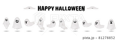 ハッピーハロウィン!お化けのセットイラスト ハッピーハロウィン!お化けのセットイラスト 81278852