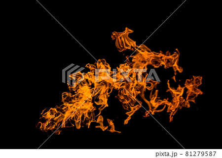 Fire flames on black background. fire on black background isolated. fire patterns 81279587