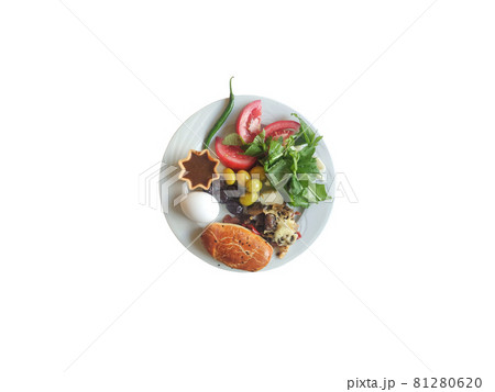 buffet breakfast plate on a white background 81280620