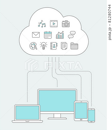 クラウドコンピューティングサービスのイメージイラストのイラスト素材