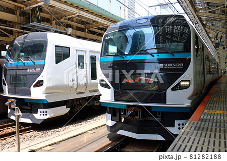 日本　東京駅の特別急行列車 踊り子 E257系電車 81282188