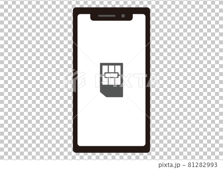 スマートフォン SIMカードメージイラスト モノクロ 正面 スマートフォン SIMカードメージイラスト モノクロ 正面 81282993