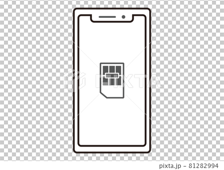 Smartphone SIM card image illustration line illustration front 81282994