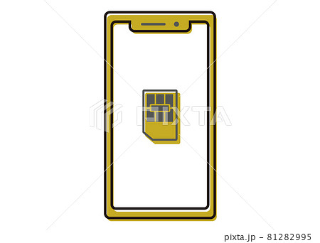 スマートフォン　SIMカードイメージイラスト　ラインイラスト　正面 81282995