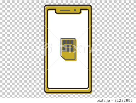 スマートフォン　SIMカードイメージイラスト　ラインイラスト　正面 81282995