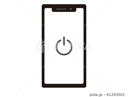 スマートフォン　電源イメージメージイラスト　モノクロ　正面 81283002