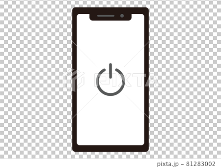 スマートフォン　電源イメージメージイラスト　モノクロ　正面 81283002