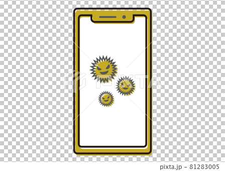 スマートフォン ウィルス感染イメージイラスト ラインイラスト 正面 スマートフォン ウィルス感染イメージイラスト ラインイラスト 正面 81283005
