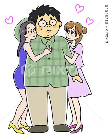 美女にモテモテの男性 81285050