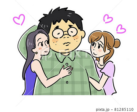 美女にモテモテの男性 美女にモテモテの男性 81285110