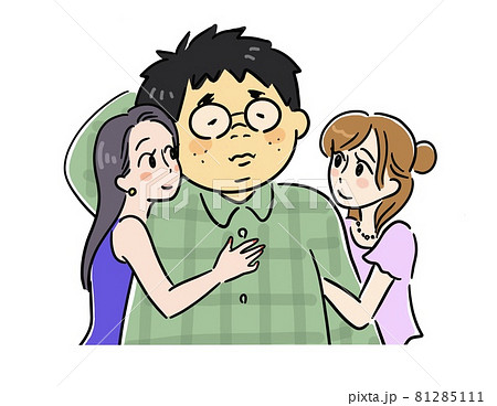 美女にモテモテの男性 美女にモテモテの男性 81285111