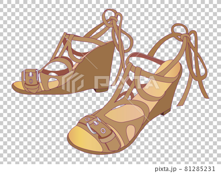レディース靴キャメル色グラディエーターサンダルイラスト素材のイラスト素材