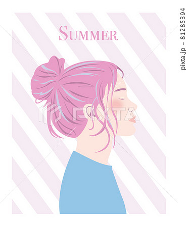 女性 ブルベ夏 背景 パステルカラーのイラスト素材