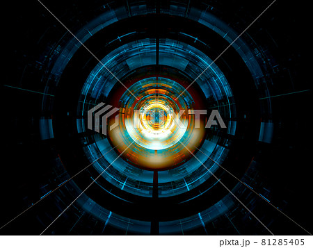 Sectioned disc or tunnel with luminous walls - abstract 3d illustration Sectioned disc or tunnel with luminous walls - abstract 3d illustration 81285405