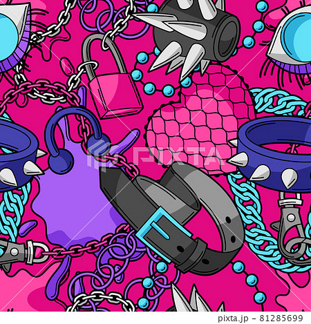 Seamless Pattern With Youth Subculture Symbols のイラスト素材