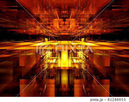 Golden blocks with perspective effect - abstract 3d illustration 81286053