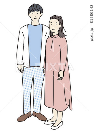 シンプル イラスト 仲良しの若いカップルのイラスト素材