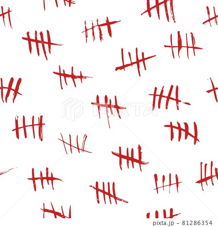 Seamless Pattern Tally Marks Red Bloody Hand のイラスト素材