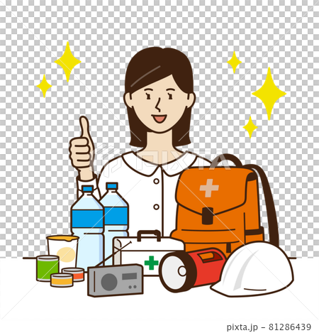 A woman who likes disaster prevention goods 81286439