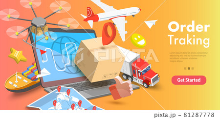 3D Isometric Flat Vector Conceptual Illustration of Online Delivery Tracking. 81287778