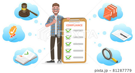 3D Isometric Flat Vector Conceptual Illustration of Regulatory Compliance. 81287779