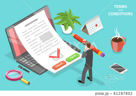 3D Isometric Flat Vector Conceptual Illustration of Terms and Conditions. 81287802