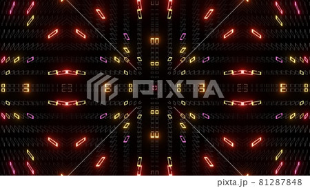 Geometric abstract background. Abstract symmetrical composition, red orange 3d elements. 3d render abstract kaleidoscope with 3d simple objects. Motion design style Geometric abstract background. Abstract symmetrical composition, red orange 3d elements. 3d render abstract kaleidoscope with 3d simple objects. Motion design style 81287848