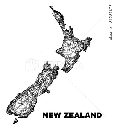 Hatched Irregular Mesh New Zealand Map 81287873