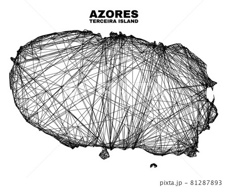 Hatched Irregular Mesh Terceira Island Map 81287893