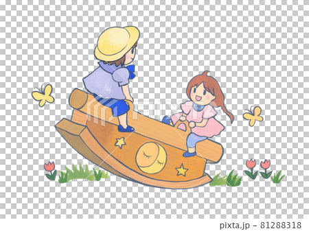 Children playing on a seesaw in the park 81288318
