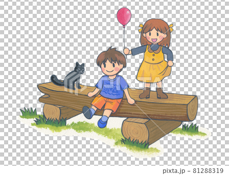 Park benches and children 81288319