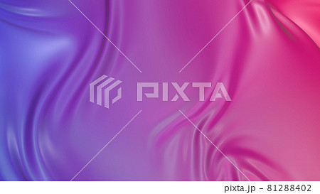 3D render beautiful folds of light silk with red blue gradient in full screen. Beautiful clean fabric background. Simple soft background with smooth folds like waves on a liquid surface. 81288402