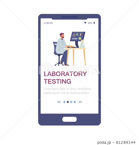 Plants laboratory testing onboarding mobile page, flat vector illustration. 81289144