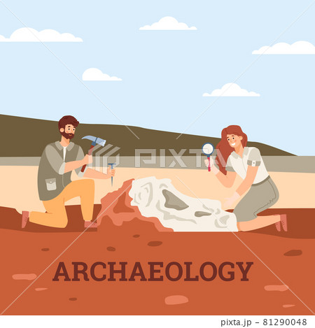 Cartoon characters archaeological scientists discover dinosaur remains Cartoon characters archaeological scientists discover dinosaur remains 81290048