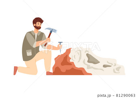 Archaeologist working on archeology, paleontology or geological excavations. 81290063