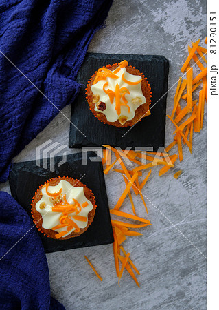 cakes next to grated carrots cakes next to grated carrots 81290151