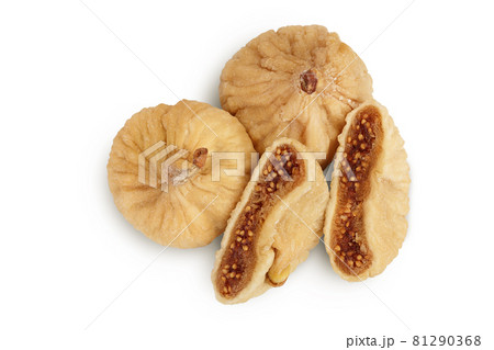 dried fig isolated on white background with clipping path and full depth of field. Top view. Flat lay 81290368