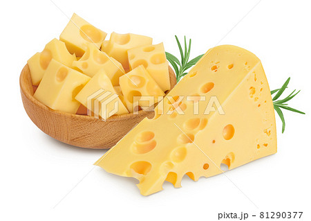 piece of cheese isolated on white background with clipping path and full depth of field 81290377