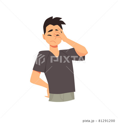 Young male cartoon character is upset, frustrated, tired and disappointed 81291200